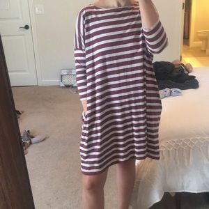 Knee length stripe cotton dress